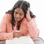 Female student learning