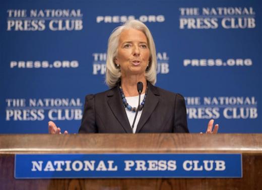 International Monetary Fund Managing Director Christine Lagarde speaks at the National Press Club in Washington