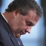 New Jersey Governor Christie reacts during news conference in Trenton