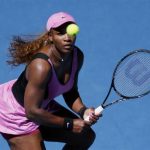Serena Williams of the U.S. eyes the ball during her women's singles match against Daniela Hantuchova of Slovakia at the Australian Open 2014 tennis tournament in Melbourne