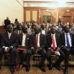 Members of South Sudan rebel delegation attend opening ceremony of South Sudan's negotiation in Addis Ababa