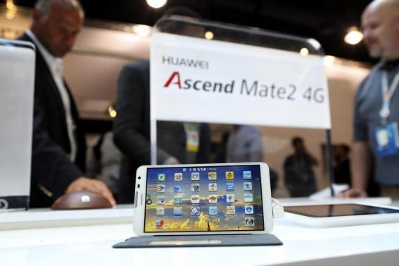 The Huawei Ascend Mate2 4G mobile telephone with an Android operating system is displayed at the annual Consumer Electronics Show (CES) in Las Vegas