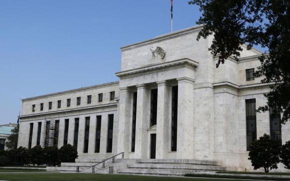 A view shows the Federal Reserve building in Washington