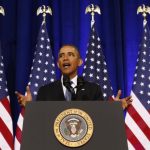U.S. President Barack Obama speaks about the National Security Agency from the Justice Department in Washington