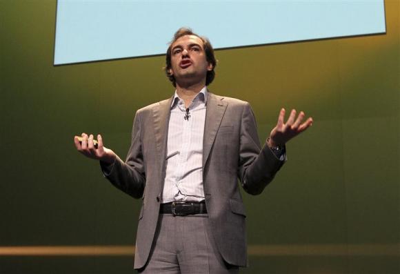 Google VP Henrique De Castro delivers a speech during Cannes Lions 2010 International Advertising Festival in Cannes