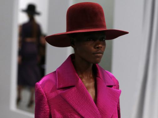 A model presents a creation from Barbara Casasola Autumn/Winter 2014 collection during London Fashion Week