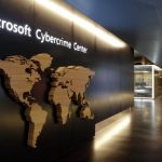 A sign is pictured in the hallway of the Microsoft Cybercrime Center in Redmond, Washington