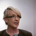 Arizona Governor Jan Brewer makes a statement saying she vetoed the controversial SB1062 bill at the Arizona State Capitol in Phoenix