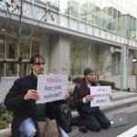 Bitcoin trader Kolin Burges, right, of London and American Aaron (only his first name was given)