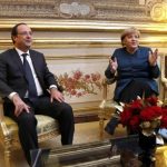 French President Hollande and German Chancellor Merkel meet at the Elysee Palace, in Paris