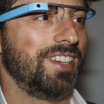 Google founder Sergey Brin poses for a portrait wearing Google Glass glasses before the Diane von Furstenberg Spring/Summer 2013 collection show during New York Fashion Week