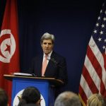 U.S. Secretary of State Kerry speaks during a news conference in Tunis