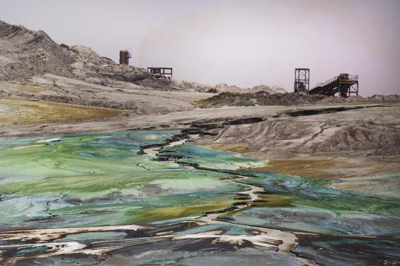 Uranium ore is heap leached with sulfuric acid at Areva's Somair mine in Arlit