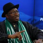 Nigeria's President Jonathan speaks during a session at World Economic Forum in Davos