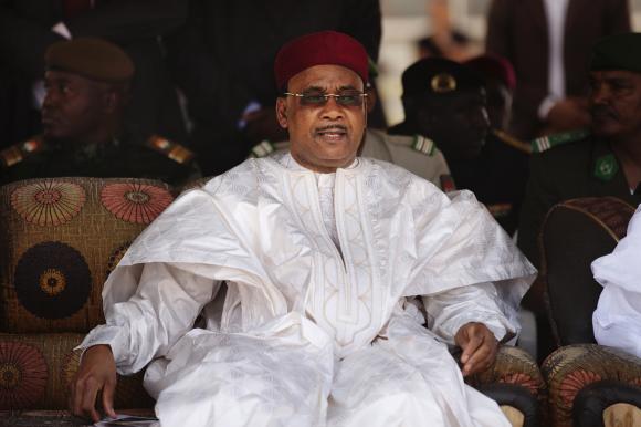 Niger's President Issoufou attends the opening ceremony of a flyover road built by Chinese company GSCI in Niamey
