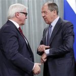 Russian Foreign Minister Sergey Lavrov, right, Frank-Walter Steinmeier