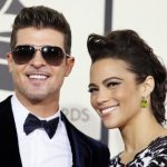 Robin Thicke and Paula Patton arrive at the 56th annual Grammy Awards in Los Angeles