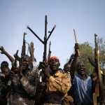 File photo of rebel fighters in a village in Upper Nile State