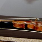 The 300-year-old Stradivarius violin that was taken from the Milwaukee Symphony Orchestra's concertmaster in an armed robbery is on display for the media after it was recently recovered, in Milwaukee