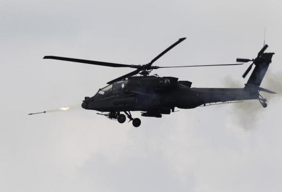 U.S. Army's AH-64 Apache helicopter attends a live-fire exercise in Pocheon