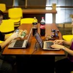 Yamila Fraiman, right, and Alejandro Torrado, computer engineering students