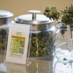 Jars of marijuana strain "Beast Mode OG" are pictured in Johnson's Queen Anne Cannabis Club in Seattle, Washington