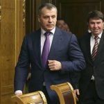 Crimea's prime minister Sergei Aksyonov, center