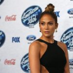 Singer and judge Lopez poses at the party for the finalists of "American Idol XIII" in West Hollywood