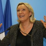 Marine Le Pen, France's far-right National Front political party leader, delivers a speech after the first round mayoral election in Nanterre