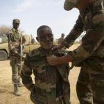 Nigerien soldiers practice apprehending a suspect during Flintlock 2014 in Diffa