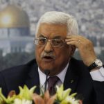 Palestinian President Abbas speaks during a meeting with Israeli students in Ramallah