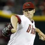 Diamondbacks' Patrick Corbin delivers a pitch against the Dodgers during their MLB game in Phoenix