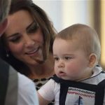 Britain's Kate, the Duchess of Cambridge, holds Prince George