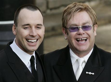 British musician Elton John , right, and his longtime partner David Furnish
