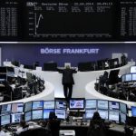 The curve of the German share price index DAX board at the Frankfurt stock exchange