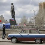 Vladimir Lenin in the central square in Donetsk