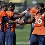 Denver Broncos linebacker Nate Irving (56)