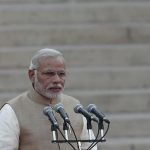 India's Prime Minister Narendra Modi takes his oath at the presidential palace in New Delhi