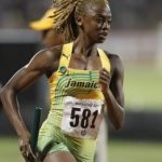 Jamaica's Blake competes in the women's 4x400 metres relay final at the Central American and Caribbean games in Mayaguez