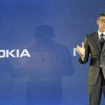 Nokia CEO Rajeev Suri speaks during a news conference to announce its first quarter earnings in Espoo