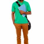African Male Holding Book And Bag