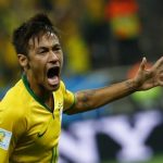Brazil's Neymar celebrates his goal against Croatia during their 2014 World Cup opening match at the Corinthians arena in Sao Paulo