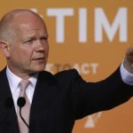 Britain's Foreign Secretary Hague gives a news conference after a ministerial meeting on security in Northern Nigeria on the sidelines of the "End Sexual Violence in Conflict" summit in London
