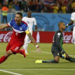 Clint Dempsey of the U.S. celebrates after scoring their first goal during their 2014 World Cup Group G soccer match against Ghana at the Dunas arena in Natal