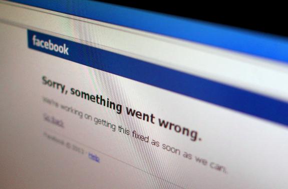 Illustration photo of a Facebook error message in a computer screen in Singapore