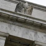 An eagle tops the U.S. Federal Reserve building's facade in Washington