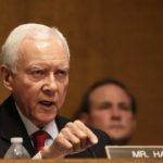 Senator Hatch questions witnesses during testimony at the Senate Finance Committee in Washington