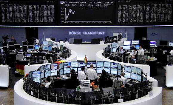The curve of the German share price index DAX board at the Frankfurt stock exchange