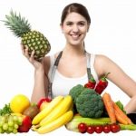 Beautiful Young Woman With Fruits And Vegetables