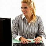 Business Lady Working On Computer